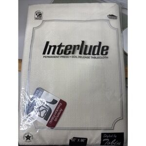 VTG Interlude Permanent Press Soil Release Tablecloth Ivory  60 x‎ 86 Oblong USA